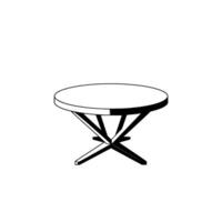 Monochromatic Illustration of Modern Round Coffee Table with CrossLegged Base on White Background. vector