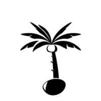 Minimalist Black and White Palm Tree Silhouette on White Background, Isolated, Clean , Emblemlike Composition. vector