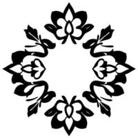 Intricate Black and White Floral Mandala in a Symmetrical Pattern with Decorative Elements vector