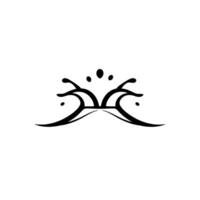Symmetrical abstract black line art featuring stylized floral or organic elements, resembling a crown or decorative motif, on white background. vector
