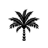 Symmetrical Black Silhouette of a Palm Tree on a White Background, Minimalist , Tropical vector