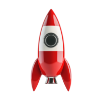 Red and White Toy Rocket Isolated on Transparent Background png
