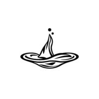 Minimalist Black and White Illustration of a Water Drop Impact Creating a CrownShaped Splash in a Pool vector
