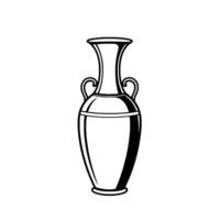 Elegant Black and White Illustration of a Classic Amphora Vase with Handles, Minimalist Style, Isolated on White Background. vector