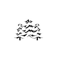 Minimalist Black and White PaperCut Forest, Composed of Three Overlapping Fir Trees, Ideal for Holiday Decorations vector