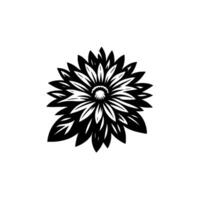 Bold, Monochrome Floral Silhouette A CloseUp of a DahliaLike Flower in Black and White, Isolated on a Clean White Background vector