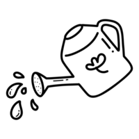 Watering can outline, hand drawn outline, simple lines, better development concept, coloring book png