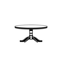 Simple Black and White Illustration of a Round Pedestal Table Centered on a Blank White Background. vector