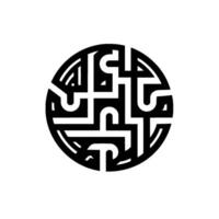 Black and White Abstract Circular Composed of Interlocking Geometric Shapes, Suggesting Hidden Patterns and Complexity. vector