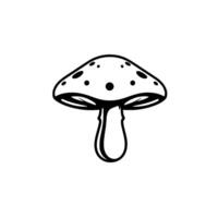 Bold black and white illustration of a stylized, dotted mushroom, centered against a stark white background, embodying simple elegance. vector