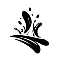 Artistic minimalist black water splash in a cresting dynamic form, isolated on white. vector