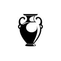 Bold Monochrome Silhouette of a Classical Amphora with Handles, Centered on a White Backdrop. vector