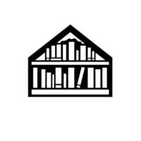 Abstract Illustration of a Bookshelf Within a HouseShaped Frame, Featuring a Minimalist, Black and White , Symbolic of Reading, Home, and Knowledge. vector