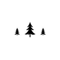 Minimalist Black Evergreen Trees Silhouetted on a Bright White Background, Centered Composition. vector