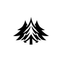 Minimalist Black and White Illustration of Overlapping Evergreen Trees with Textured Branches Against a Clean White Background vector