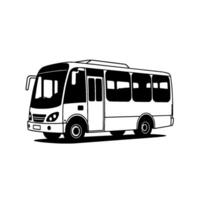 A sleek, minimalist illustration of a modern white bus, featuring bold black outlines and a shadow, on a clean white background. vector