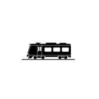 Minimalist Black and White Illustration of a Passenger Train on a Track, Isolated on White Background. vector