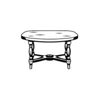 illustration of a classic ovaltopped side table with turned legs and an xshaped stretcher base, isolated on white background. vector