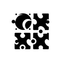 Abstract Black and White FourPiece PuzzleLike Composition with Circular and Crescent Shapes in a Minimalist Style. vector