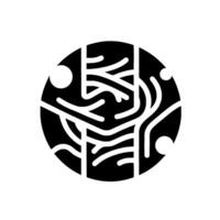 Abstract black and white circular with geometric shapes, lines, and dots, evoking organic or technological themes. vector