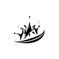 Abstract black ink crown illustration with stylized curved lines, drops and spikes on a white background, minimalist and modern. vector