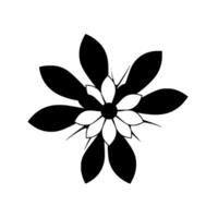 Abstract Geometric Flower in Black and White with Contrasting Petals on a Clean White Background. vector