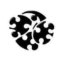 Abstract puzzle pieces forming a spherical shape, rendered in a minimalist black and white style, with soft shadow. vector