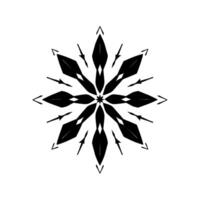 Geometric Starburst Mandala with Arrowlike Petals and Sharp Edges, Contrasting Black and White Minimalism vector