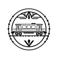 Stylized, Circular Emblem A Train Car Illustration Enclosed in a Decorative Frame with Minimalist and Radial Shadow. vector