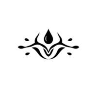 Minimalist Black and White Water Drop Featuring Abstract Floral on a Plain White Backdrop. vector