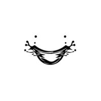 Abstract Black Water Splash, Style, White Background, Ink Drop, Liquid Dynamics, Curvilinear Lines vector