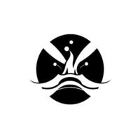 Abstract monochrome emblem featuring stylized figure within a circular frame, minimalist evoking a sense of mystery. vector