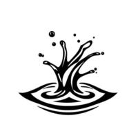 Artistic Black and White Ink Splash Illustration on White Background, Depicting Water Droplets and Ripples. vector