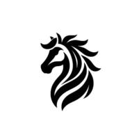 Bold Black and White Horse Head A Stylized Equestrian with Flowing Mane, Showcasing Elegance and Strength on a White Canvas. vector