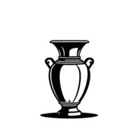 Minimalist Black and White Illustration of a Classic Urn or Amphora, Featuring Handles and a Wide Mouth, Isolated on a White Background. vector