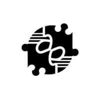 Conceptual black and white puzzle piece with stylized script, horizontal lines, and rounded corners on a minimalist background. vector