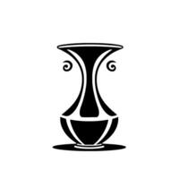 Black White Minimalist Decorative Vase, Symmetrical with Swirls, Isolated on White, Artistic and Elegant vector