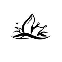 Abstract Black and White Depicting Water Splash with Lotuslike Element, Clean Modern , Isolated. vector