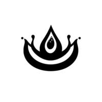 Minimalist Black and White Water Drop with CrownLike Splash , Isolated on White Background. vector