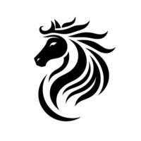 Minimalist Black Horse A Depiction of Elegance, Motion, and Feline Grace with Flowing Mane on White. vector