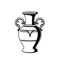 illustration of an elegant ancient Greek amphora with stylized handles and decorative lines, set against a pale, subtle circular backdrop, evoking simplicity. vector