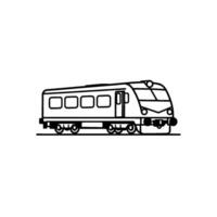 Minimalist Black Line Art Illustration of a Modern Passenger Train, Showing Side View on a Plain White Background. vector