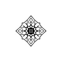 Geometric Black and White Floral Mandala Pattern Centered on White Background with Symmetry, Intricate, Decorative . vector
