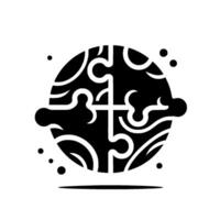 Intricate Black and White Puzzle within a Circle, Featuring Abstract, Swirling Shapes, and Dots on White Background. vector