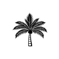 Stylized Black and White Palm Tree Depicting Tropical Nature, Simplicity, Silhouette, and Emblem with a minimalist look. vector