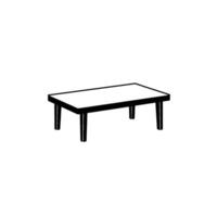 Monochromatic Illustration of a Rectangular Coffee Table with Black Frame and White Top, Set Against a White Background. vector
