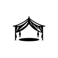 Stylized Black and White Illustration of an Elegant Tent Structure with a Circular Base, Evoking Sophistication and Simplicity. vector