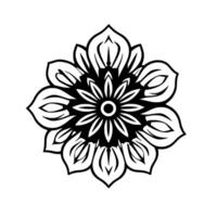 Symmetrical Floral Mandala in Bold Black and White, Intricate Petal Pattern, Abstract Geometric Art vector