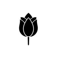 Minimalist black tulip silhouette, centered on a white background, creating a modern and striking floral . vector