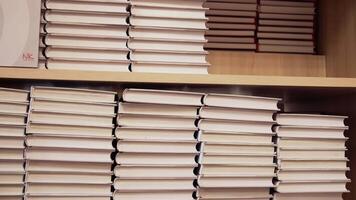 Background of library book shelf. Bookshelf in library with a lot of books video